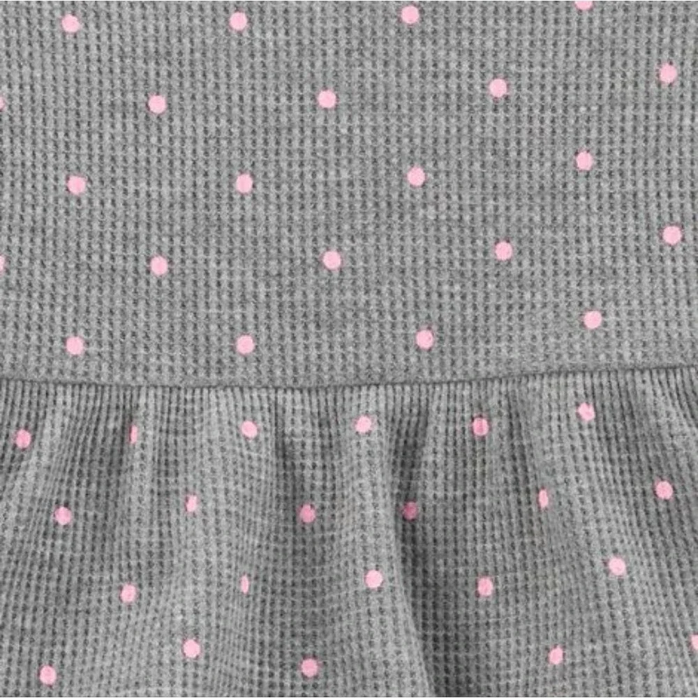 Carter's size 3 months Baby girl 2-Piece Polka Dot gray pink Bodysuit Pant Set